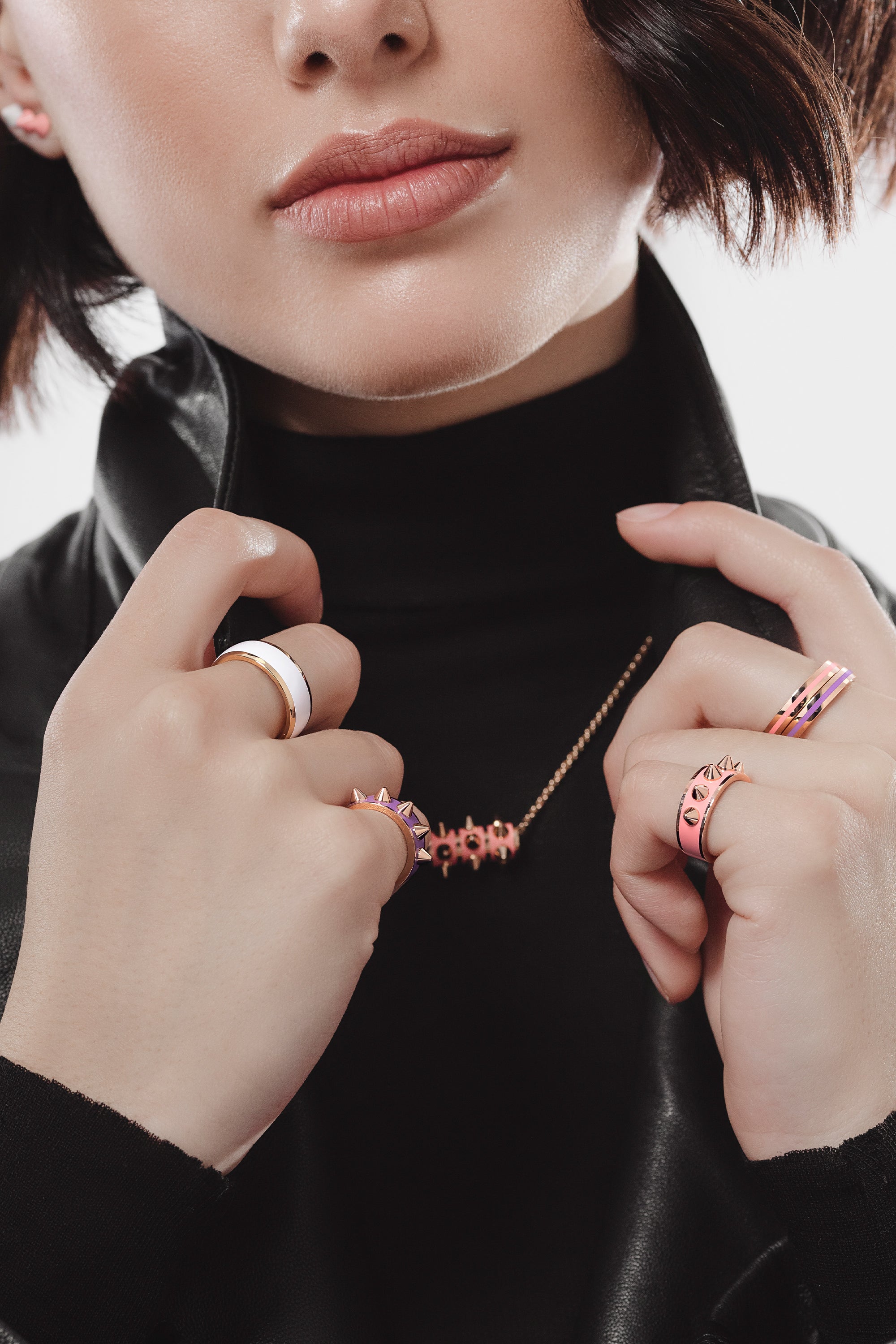 Xander Jane Women's Fine Jewelry - 18k Gold and Black, White, Pink and Violet  Ceramic Collection featuring Modern Inlay Artistry.